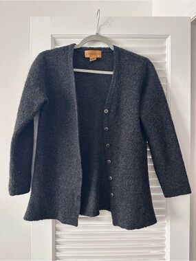 Classiques Entier Petites Charcoal Wool Mohair Blend Bouclé Cardigan Sz S